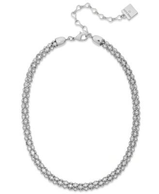 Silver-Tone Pave Accent Tubular Collar Necklace