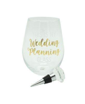 This is My Wedding Planning Oversized Stemless Wine Glass and Stopper Set, 2 Pieces