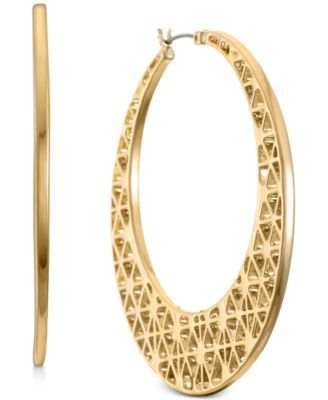 Gold-Tone Large Filigree Hoop Earrings, 2.2", Created for Macy's