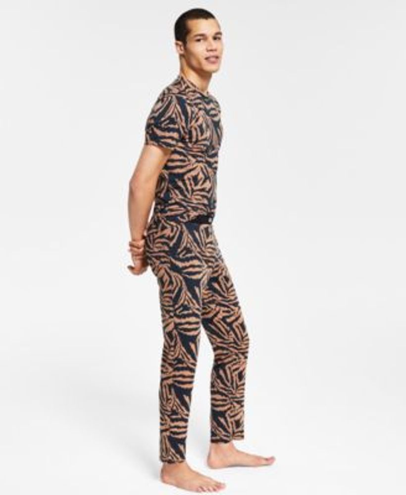 Men's Classic-Fit Tiger-Print Pajama Pants, Created for Macy's