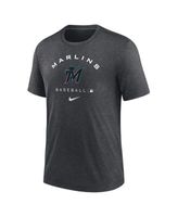 Nike Women's Heather Charcoal Miami Marlins Authentic Collection Early Work  Tri-Blend T-shirt