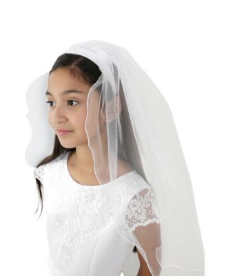Girls Beaded Satin Headband with Veil