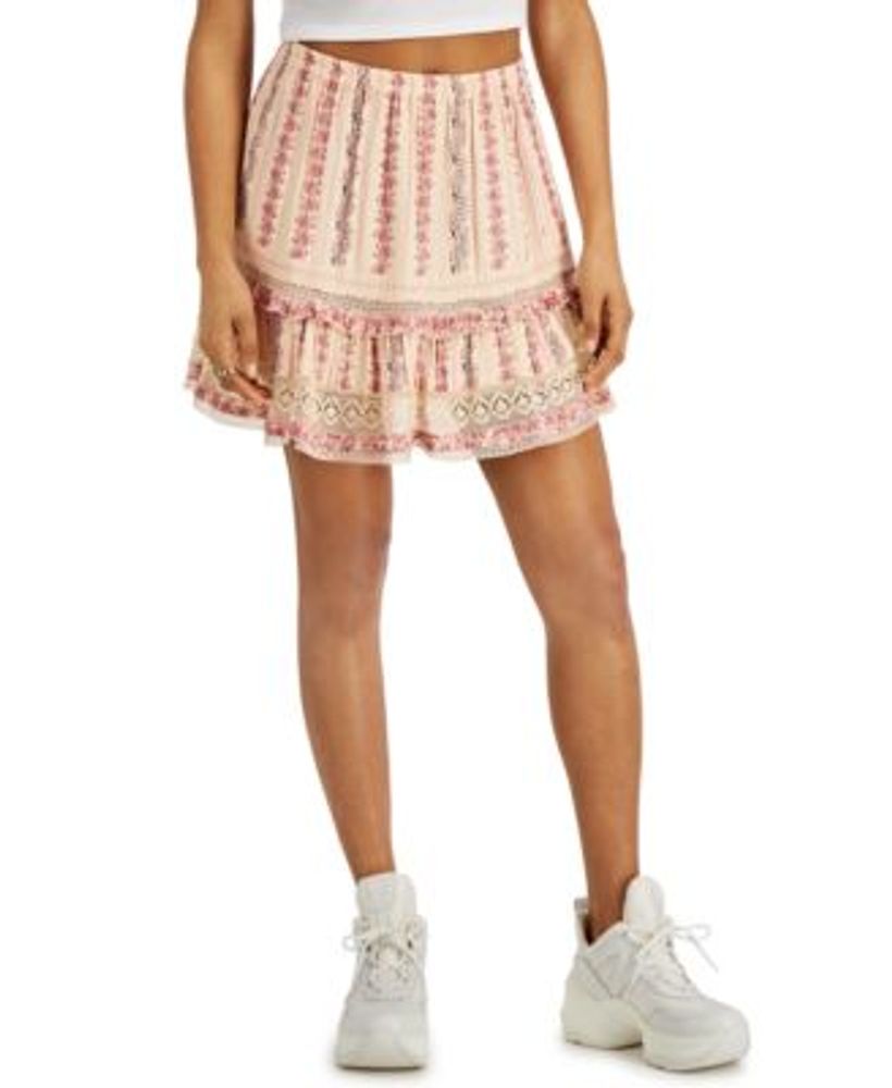 Angie Juniors' Printed Lace-Trim Skirt | Hawthorn Mall