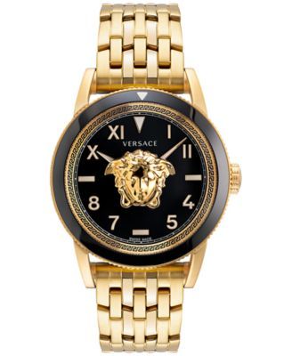 Men's Swiss V-Palazzo Gold Ion Plated Stainless Steel Bracelet Watch 43mm