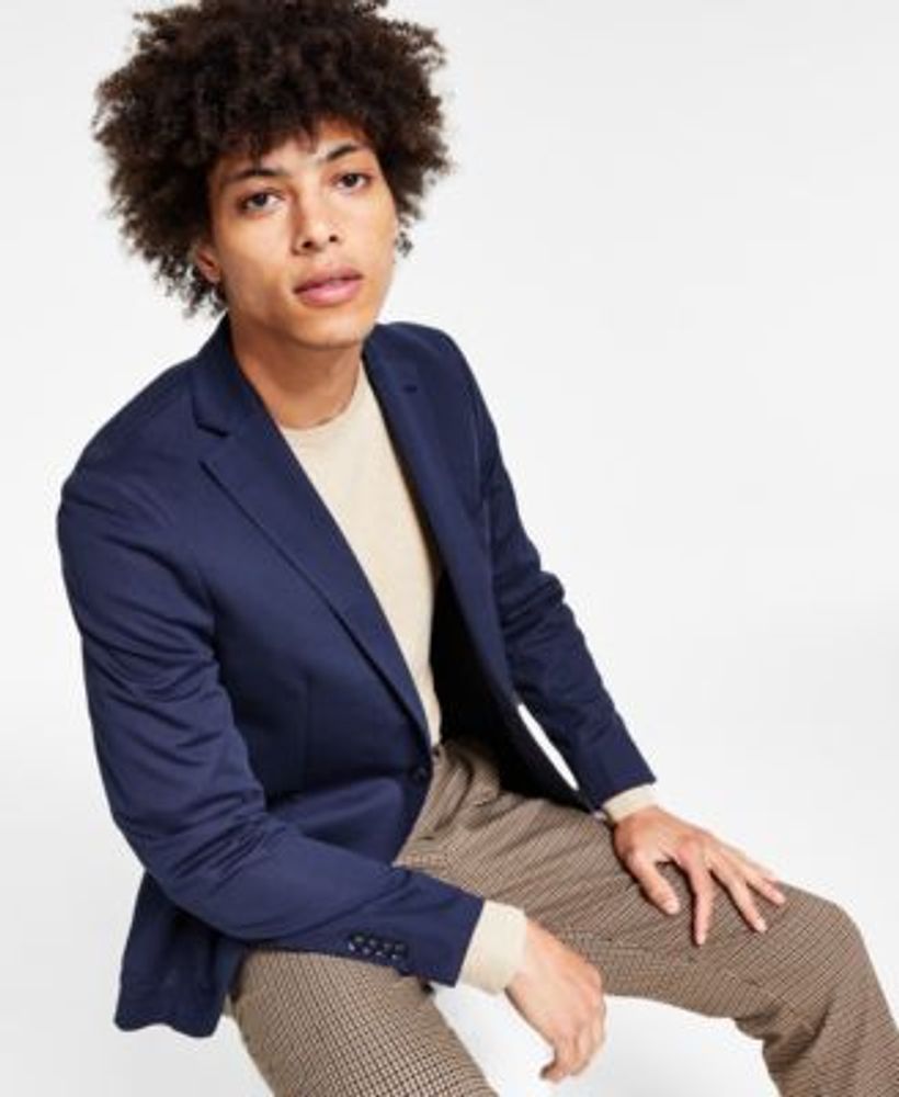 Bar III Men's Slim-Fit Navy Solid Knit Blazer, Created for Macy's - Macy's