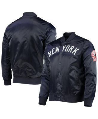 Men's New York Yankees White/Navy Satin Full-Snap Jacket