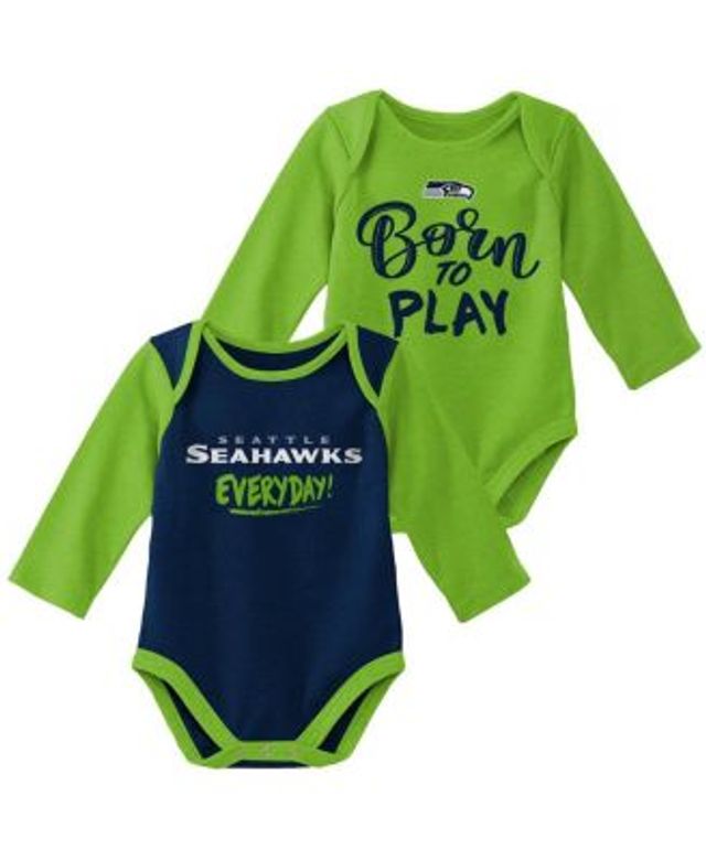 Seattle Seahawks Newborn & Infant Too Much Love Two-Piece Bodysuit Set -  College Navy/Neon Green