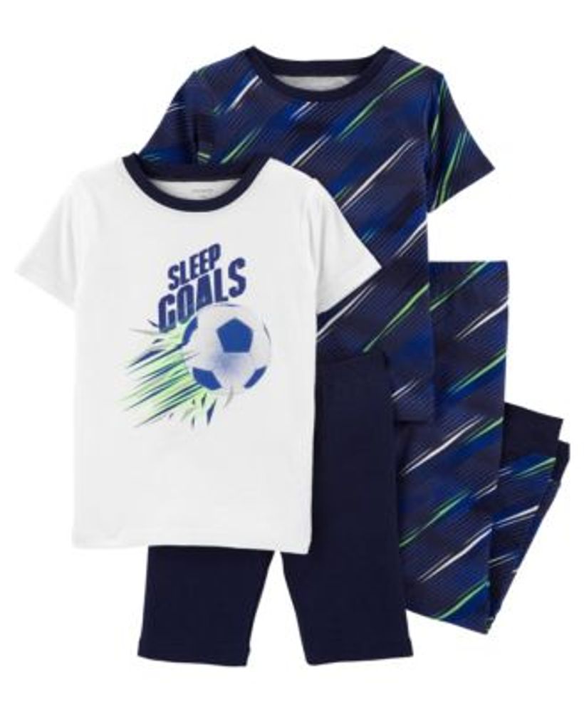 Little Boys 4-Piece Soccer Snug Fit T-shirt, Shorts and Pajama Set