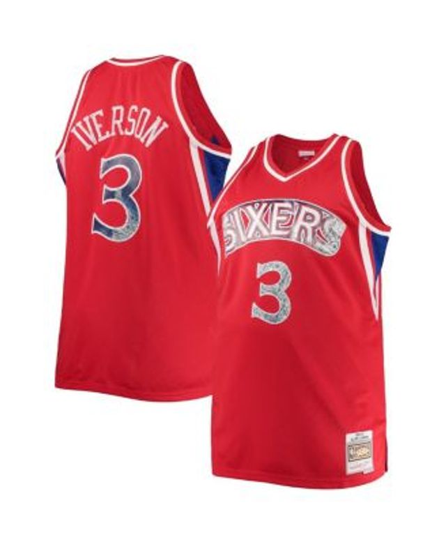 Men's Mitchell & Ness Allen Iverson Red Philadelphia 76ers 1996-97 Hardwood Classics 75th Anniversary Diamond Swingman Jersey, Size: Medium