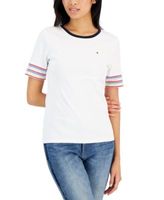Women's Cotton Striped-Sleeve T-Shirt
