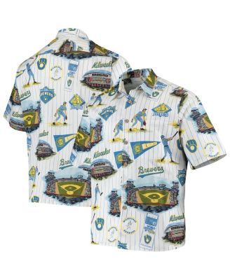 Men's Stitches Navy Milwaukee Brewers Button-Down Raglan Fashion Jersey Size: Large