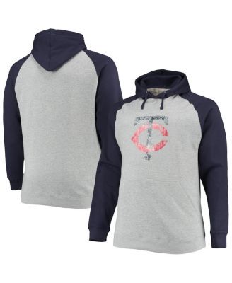 Men's Fanatics Branded Heathered Gray/Navy Boston Red Sox Big & Tall Raglan Pullover Hoodie in Heather Gray