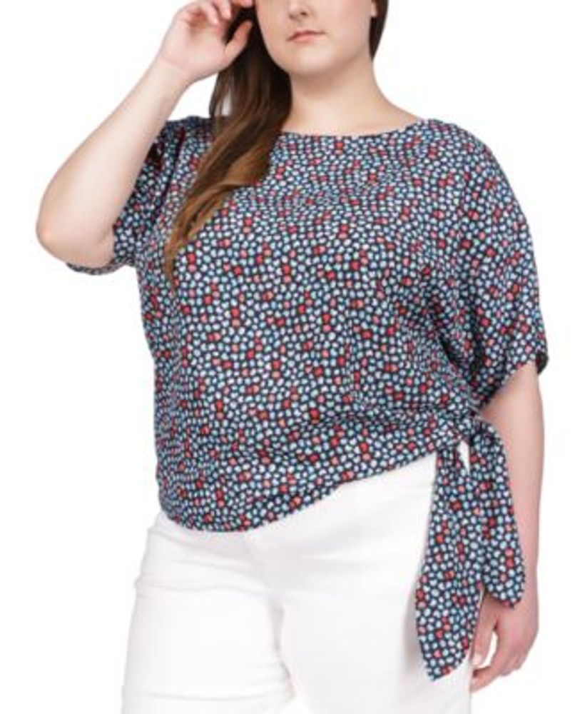 Michael Kors Plus Printed Tie-Hem Top | Connecticut Post Mall