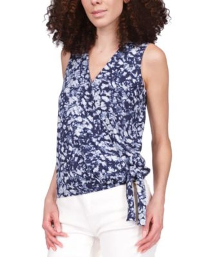 Michael Kors Women's Tied-Dyed Print Sleeveless Wrap Top | Plaza Las  Americas