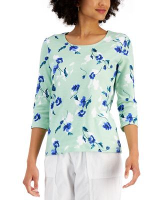 Petite Marjorie 3/4-Sleeve Top, Created for Macy's