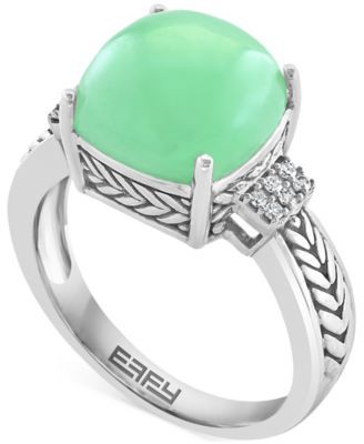EFFY® Jade & Diamond (1/20 ct. t.w.) Statement Ring in Sterling Silver