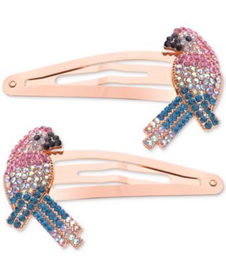 2-Pc. Set Gold-Tone Pavé Crystal Parrot Hair Clips, Created for Macy's
