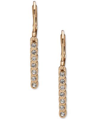 Gold-Tone Pavé Scalloped Bar Linear Drop Earrings