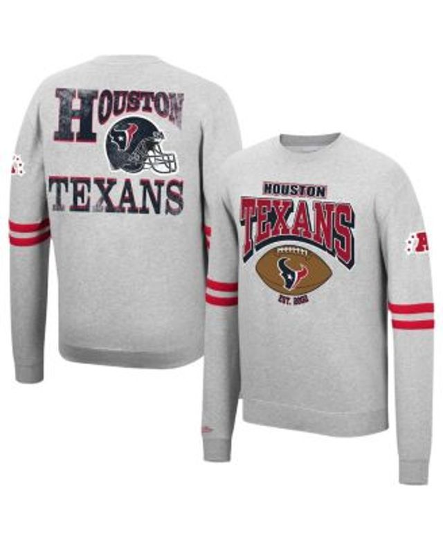 Men's Mitchell & Ness Heathered Gray New England Patriots Allover Print Fleece Pullover Sweatshirt in Heather Gray