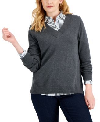Women's Cotton V-Neck Sweater