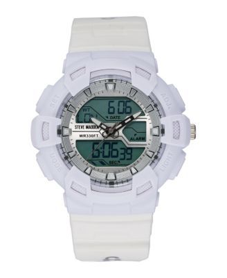 Women's White Plastic Strap Digital Watch, 50mm