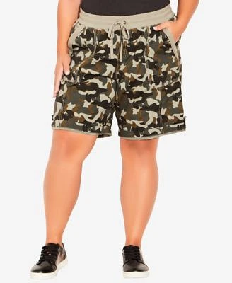 Plus Cotton Casual Print Shorts