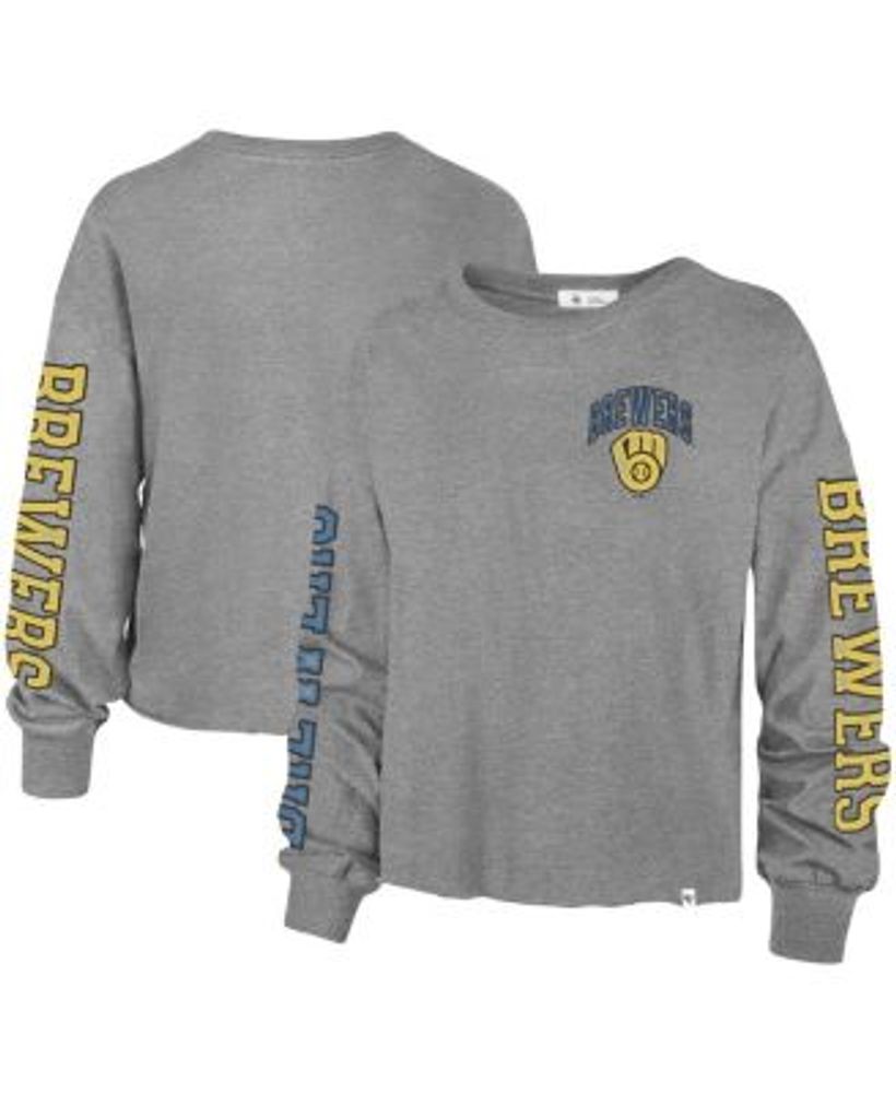 47 Brand Women's '47 Heathered Gray Milwaukee Brewers Ultra Max Parkway Long  Sleeve T-shirt