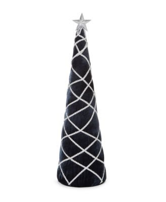Holiday Lane Black & White 18" Green Tree with Silver-Tone Trim, Created for Macy's
