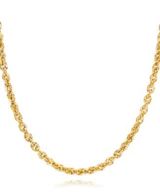 Diamond Cut Rope, Chain (3-3/4mm) 14k Gold, Made Italy