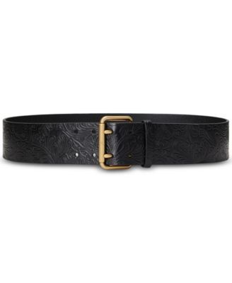 Women's Tooled Leather Double-Prong Belt