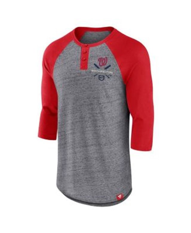 Men's Nike Red Washington Nationals Dry Henley 3/4-Sleeve T-Shirt