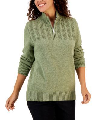 Women's Cotton Quarter-Zip Sweater, Created for Macy's
