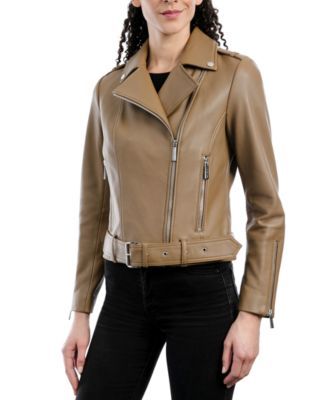 Michael Kors Women's Petite Belted Leather Moto Jacket | Mall of America®