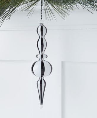 Holiday Lane Black & White Glass White/Black Icicle Hanging Christmas Tree Ornament, Created for Macy's