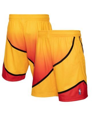 Men's Mitchell & Ness Navy/Orange Golden State Warriors 2009/10 Hardwood Classics Fadeaway Reload 3.0 Swingman Shorts