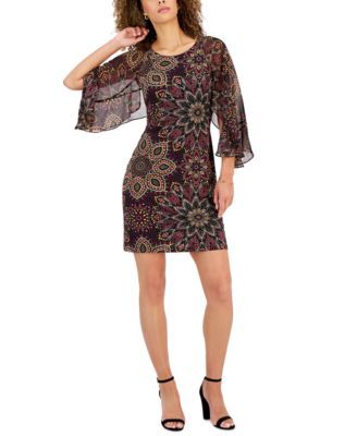 Women's Chiffon-Sleeve Jersey Dress