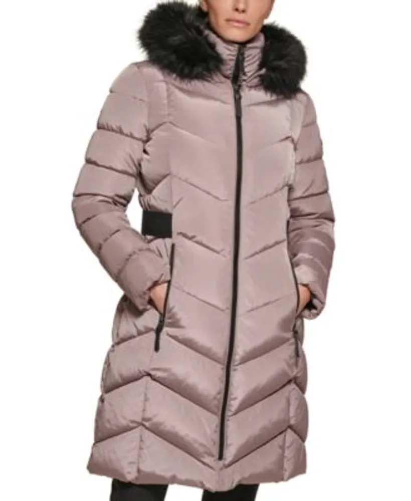 Calvin Klein Petite Belted Faux-Fur-Trim Puffer Created for Macy's | The Shops at Willow Bend