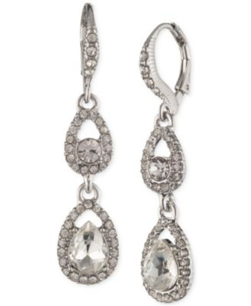 Givenchy Silver-Tone Pavé Crystal Open Pear Double Drop Earrings |  Connecticut Post Mall