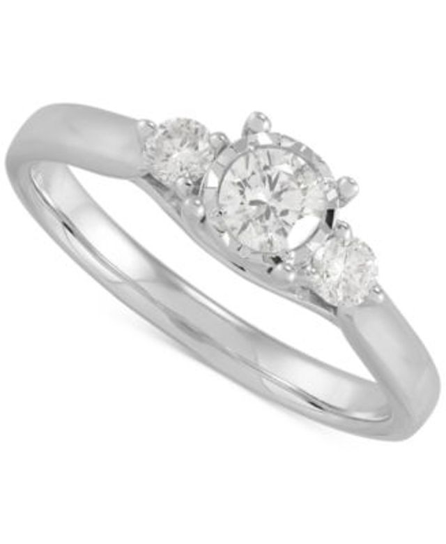 Macy's Men's Nine-Stone Diamond Ring in 10k White Gold (1/4 ct