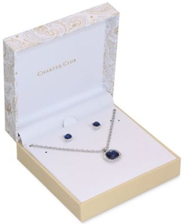 Charter Club Cushion-Cut Crystal Pendant Necklace & Stud Earrings Set,  Created for Macy's | Dulles Town Center