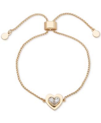 Gold-Tone Crystal Heart Slider Bracelet