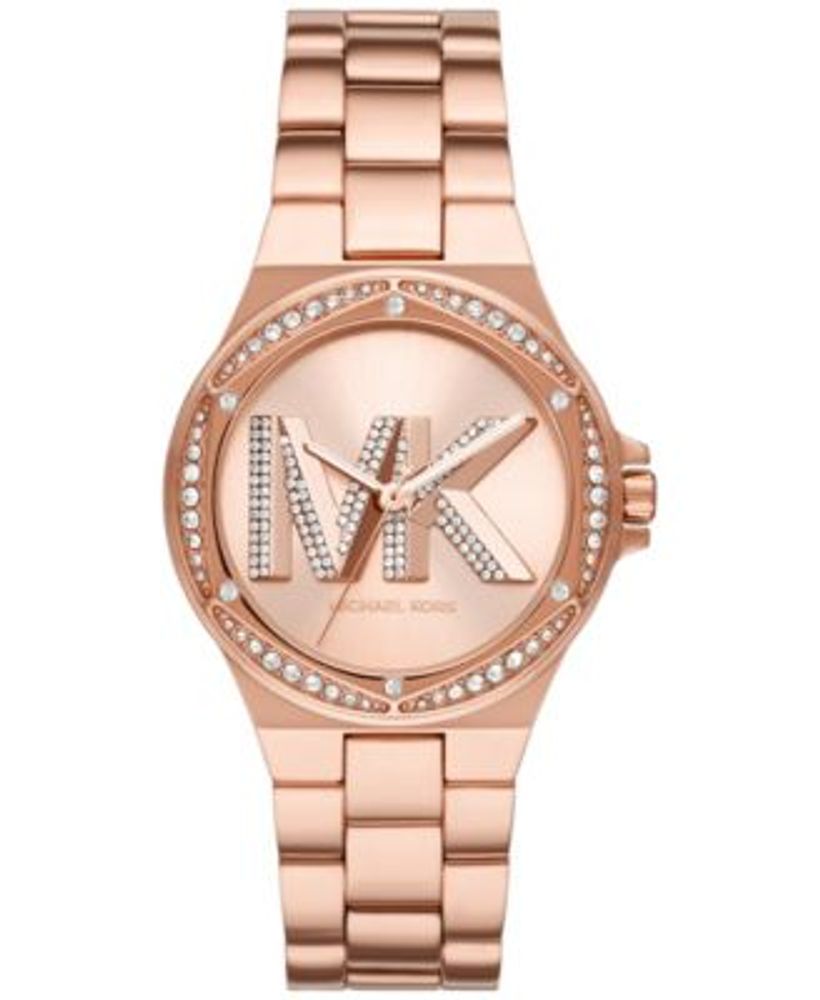 Women's Lennox Three-Hand Rose Gold-Tone Stainless Steel Watch 37mm and 14 Karat Rose Gold Plated Sterling Silver Bracelet Set
