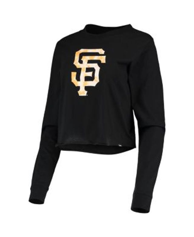 Women's Chicago White Sox New Era Black Baby Jersey Cropped Long Sleeve T- Shirt