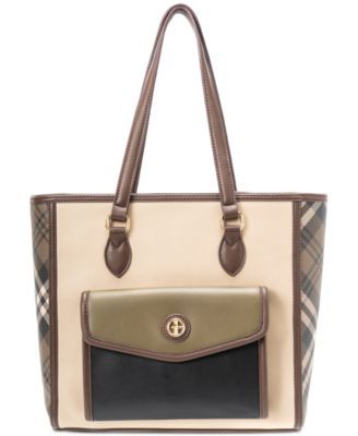 Mixed Plaid Colorblocked North South Tote, Created for Macy's