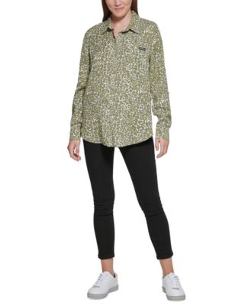 Women's Cheetah-Print Button-Front Shirt