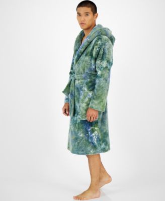 Men's Tie-Dyed Hooded Fleece Robe, Created for Macy's