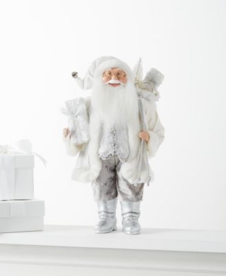 Holiday Lane Santas 18"H Silver Standing Santa with Gifts, Created for Macy's