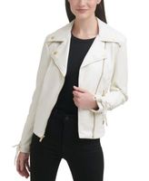 Women's Faux-Leather Asymmetric Moto Coat
