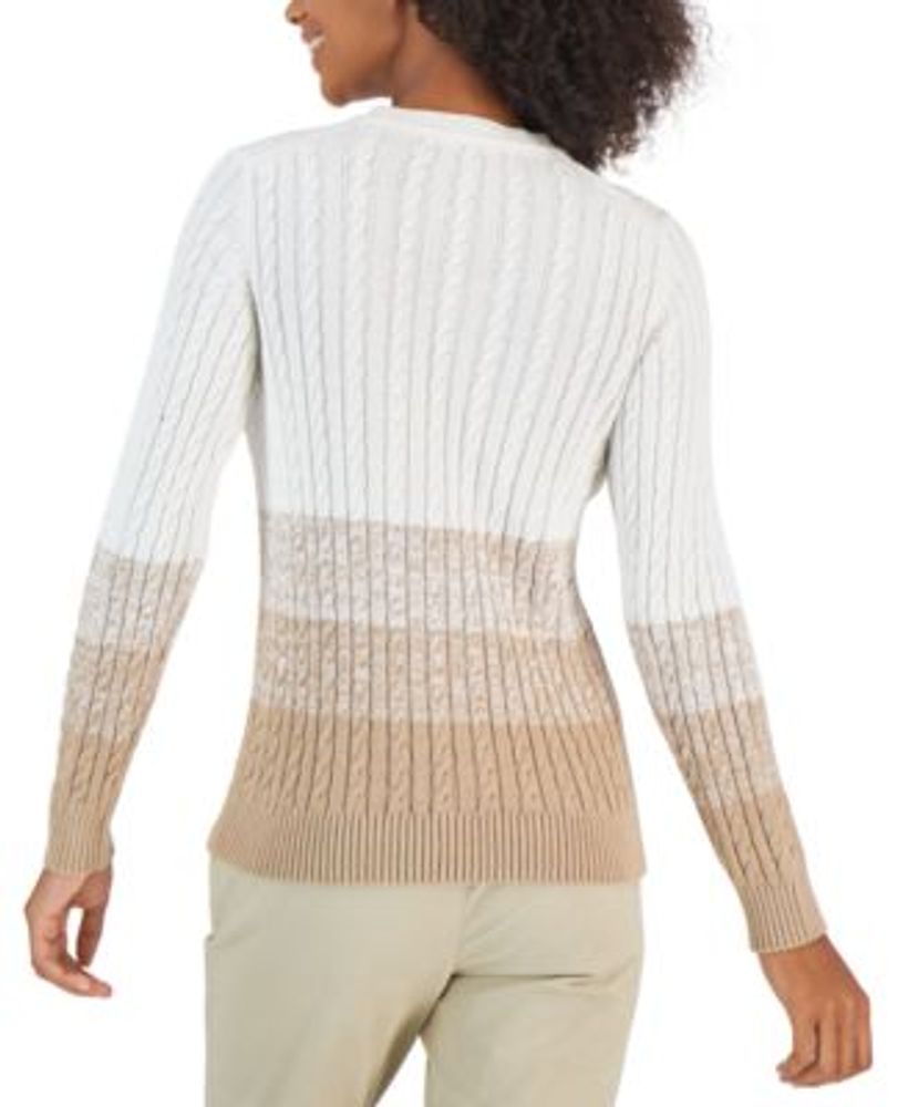Women's Cotton Ombré Cable-Knit Sweater