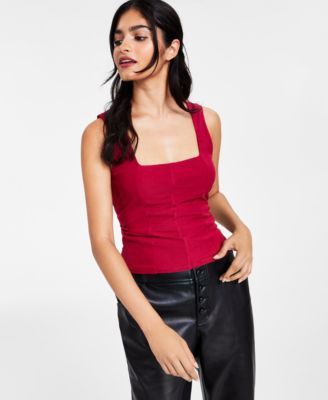 Women’s Square-Neck Mesh Tank Top, Created for Macy’s